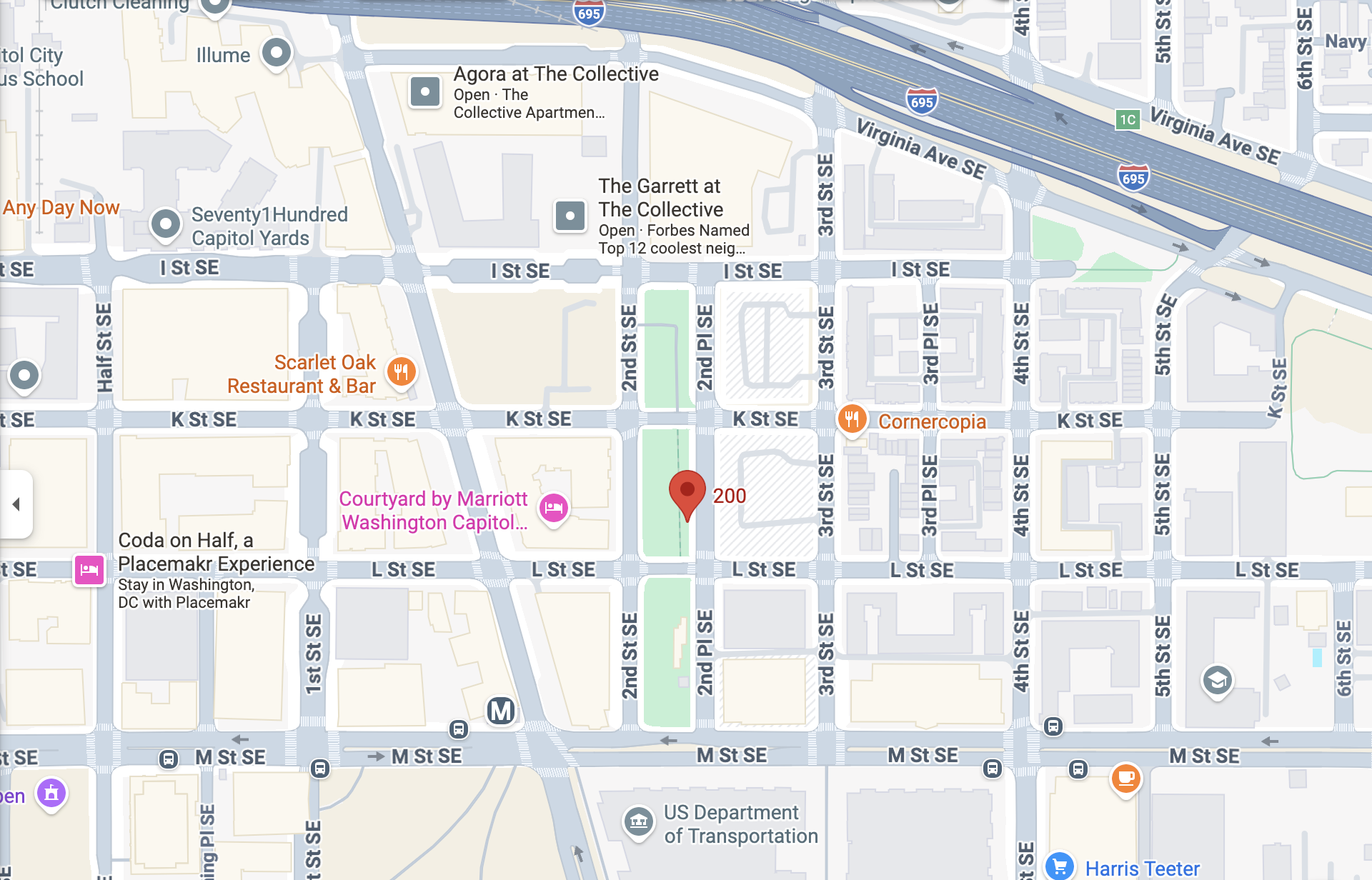 Map showing the Navy Yard slug line location.