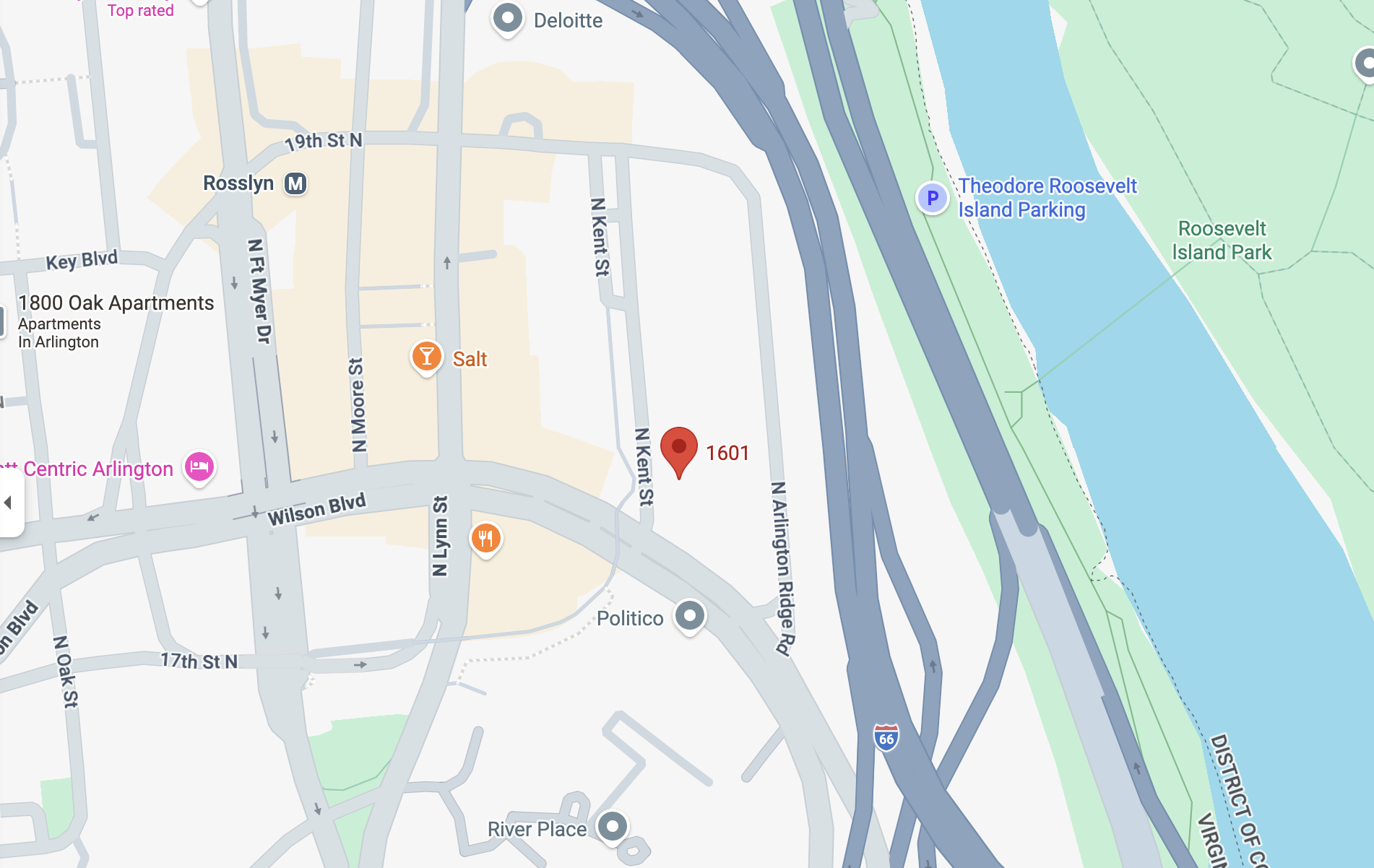 Map showing the Rosslyn slug line location.