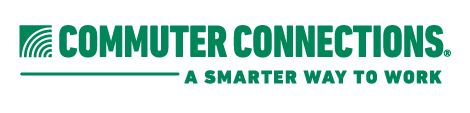Commuter Connections partner logo with the words Commuter Connections and a red, orange, and blue swoosh on a white background, presenting a practical and welcoming commuter support tone